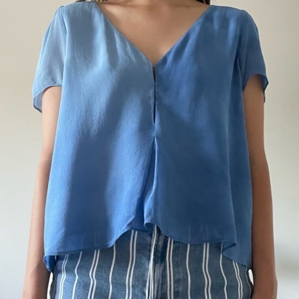 Babaton Blue Ombré Silk Blouse Size M